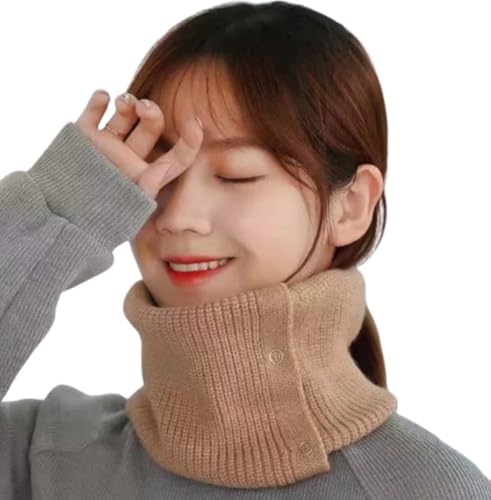 Winter Neck Warmer for Women Knitted Face Mask Bandana Neck Gaiter Scarf with Buttons Warm Face Covering for Outdoor