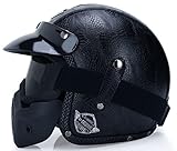 【CONCEPTION VINTAGE】: Casque de moto 3/4 Open Face, a une sensation intrinsèquement vintage comme un casque de pilote dans les années 1950, offre une excellente ventilation et un large champ de visibilité et s'accorde bien avec vos motos de rue élégantes, adapté pour cruiser, touring, scooter et cyclomoteur.