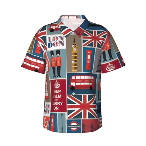 Chemise hawaïenne homme Angleterre motif imprimé été look plage décontracté chic