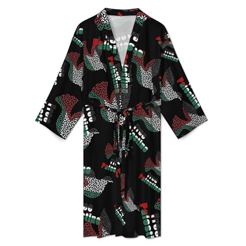 Free Palestine Palestinian Peace Mens Robe Long Sleeve Bathrobe Lightweight Nightgown Sleepwear for Spa Shower3
