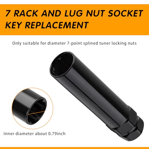 Image of ijuicy 7 Spline Lug Nut Socket, Wheel Lug Nut Removal Tool, Lug Nut Key with 13 /16 Inch and 7 /8 Inch Hex, Suitable for 9 /16 Inch M14x1.5 M14x2.0 Lug Nuts (Black)