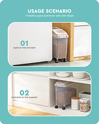 Baffect Luftdichter Aufbewahrungsbehälter für Tierfutter mit Messschaufel, Klappdeckel, 10 l Hundefutterbehälter für Trockenfutter, transparenter Kunststoff für Tierfutter für Vögel, Haustier, Hund