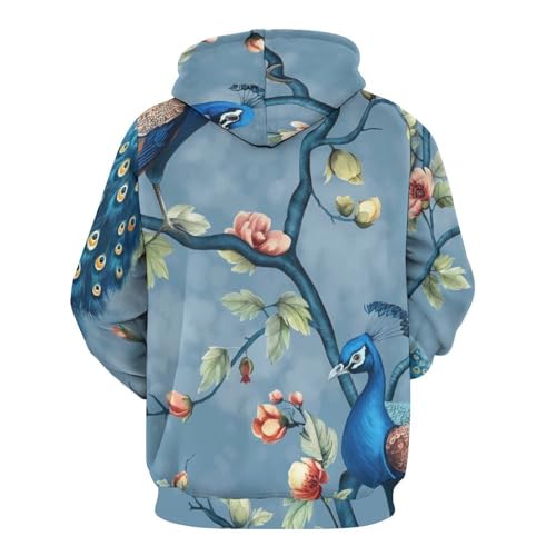Sweat à Capuche Fleur de Paon Hoodie Chaud contre le Froid Actif - 4