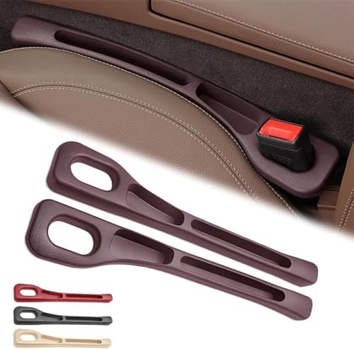 2pcs Car Seat Gap Filler Compatible for Porsche Cayenne Ⅱ 2010-2014 2015 2016 2017, Console Side Organiser Catcher, Premium Car Interior Accessories, Durable ABS,Brown