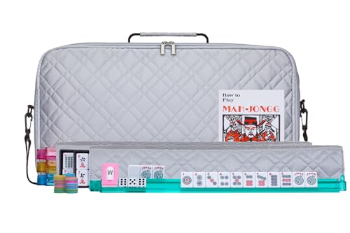 American Mahjong Set con bolsa plateada de PU y accesorios miniatura 1