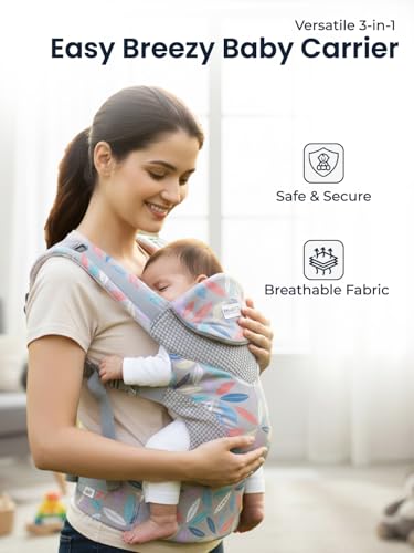 Image of POLKA TOTS Baby Carrier for 0 to 3 Year Baby | Ergonomic Breathable Cotton Carrying Bag with Adjustable Straps | Newborn Baby Holder with Extra Cushioning, M-Shape Seating position & Safety Belt | for New borns & Toddlers Up to 20kgs