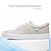 Obtaom Women's White Play Fashion Sneakers Cute Lace up Canvas Shoes Low Top Washed Canvas Flat for Lady(Beige,US8)