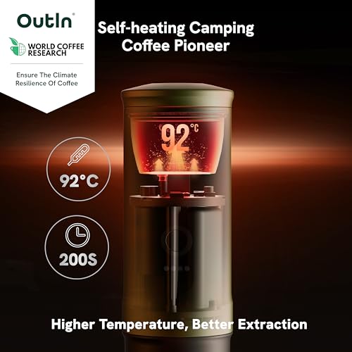 OutIn Nano Portable Electric Espresso Machine, Travel Coffee Maker for Camping, Car Coffee Maker Self-Heating with USB-C, With Ground Coffee & NS Capsule for RV, Hiking, Office