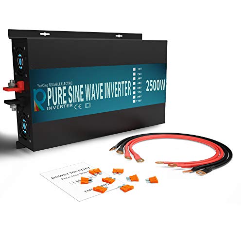 WZRELB 2500 watt 12V Pure Sine Wave Inverter, Automotive Car Power Inverter,Dual 120V AC outlets, DC to AC,Best Back Up Power Supply for RV,Home,Office