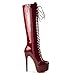 ANN CREEK Women's 'Niwen' Knee High Sexy Fashion Ultra High Stiletto Heels Platform Lace Up Boots Wine 10