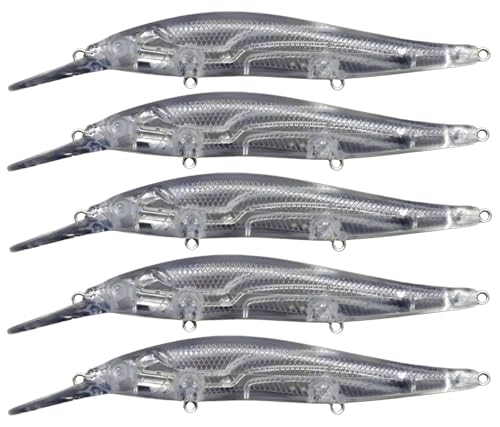 Suspending Jerkbait 6-10 ft. Deep Original Unpainted Lure Blanks 5 Pack. All Made in The USA! - 8621