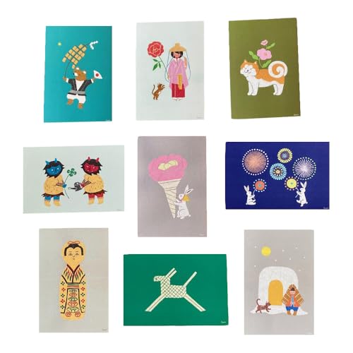 貼り絵作家sanemi 秋田のポストカード9枚セット オルタシア舎