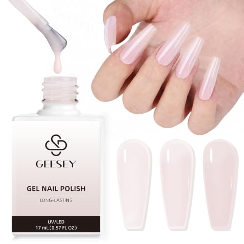 17ml Sheer Milky Pink Gel Nail Polish, Jelly Translucent Skin Sto...