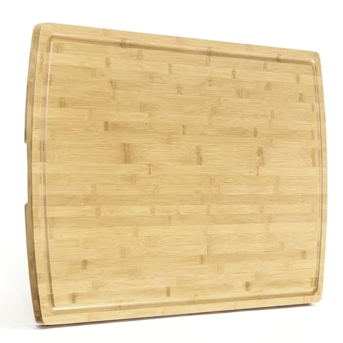 Garvee Extra Large Bamboo Cutting Board for Kitchen, 36 in x 24 in Wooden Chopping Board with Built-In Deep Juice Groove and Handles, Heavy Duty Butch