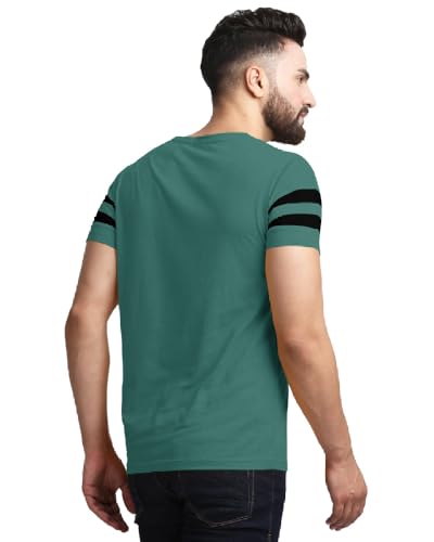 Image of Noble Monk Men Regular Fit T-Shirt | Round Neck | Half Sleeve | Self Design | Casual T Shirt for Men