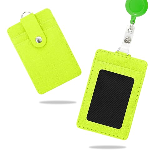 Image of Conisy ID Badge Holder with Retractable Lanyard, Vertical PU Leather ID Badge Card Holder with 2 Card Slots for Women Men (ID Badge Holder Mintgreen)