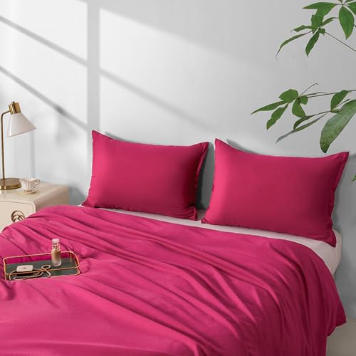 Image of 2 Pack Microfiber King Size Zipper Pillowcases,Rose Pink Pillow Case Set of 2,Soft Comfortable Not Shrink Pillow Cases King,Breathable Luxury Pillow Covers(20x36 Inches)
