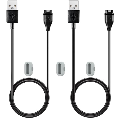 QHBAMD 2 Pack Charger for Garmin Forerunner 955/Fenix 7S,Compatible with Garmin D2 Delta,USB A Charging Cable Dock Cord 3.3ft/1M with Charger Port Dust Plug