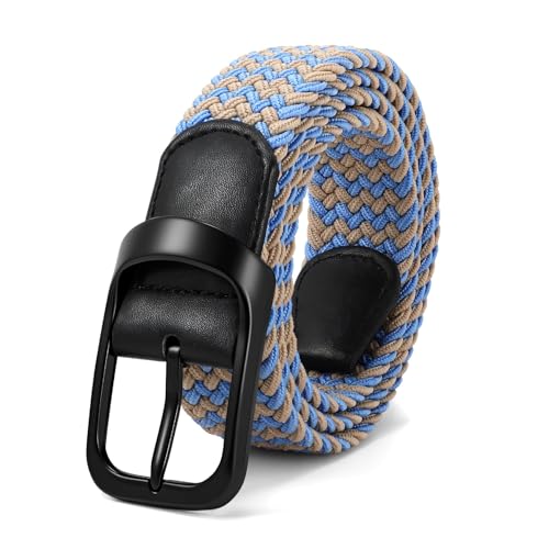 Image of JASGOOD Stretch Belt for Men, Men Women Elastic Woven Braided Belt 1 3 /8 Casual Belt Golf Belt for Jeans Pants