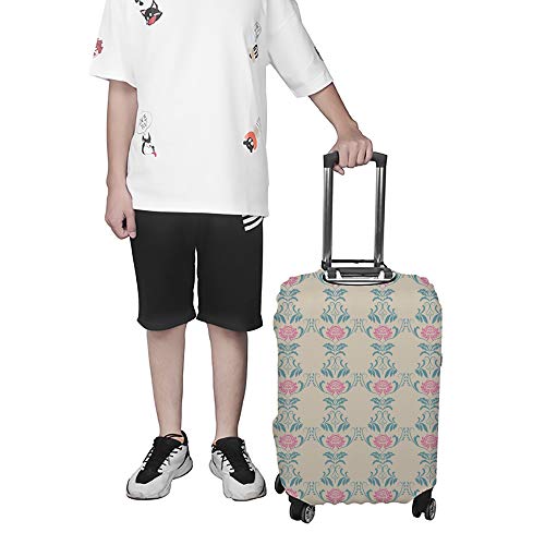 Travel Luggage Cover Suitcase Protector Beautiful Vintage Pink Flowers Fits 18-32 Inch Baggage Covers Protective Elasticity Durable Suitcases Fashion Decor Explore Land Travels Fits S