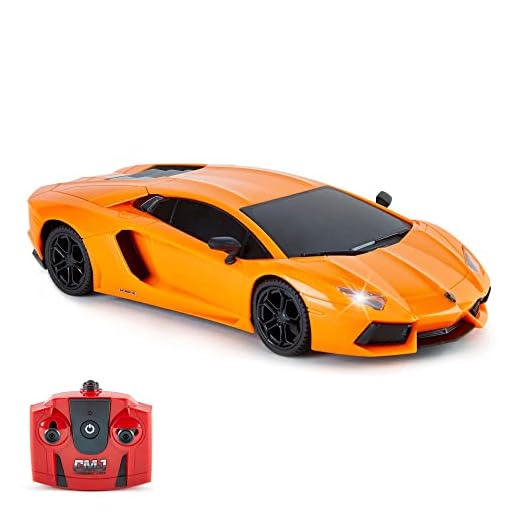 CMJ RC Cars Lamborghini Aventador LP700-4 Officially Licensed Remote Control RC Car 1:24 Scale Working Lights 2.4Ghz (Orange)