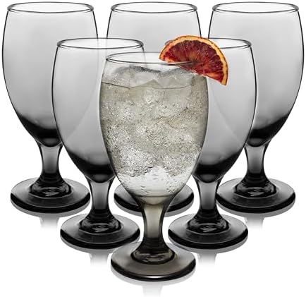 Libbey Classic Smoke Goblet Beverage Glasses, Set Of 6 Timeless Goblet Drinking Glasses - Dishwasher-Safe Glass Goblets for Wines, Smoothies & More - Thumbnail 2