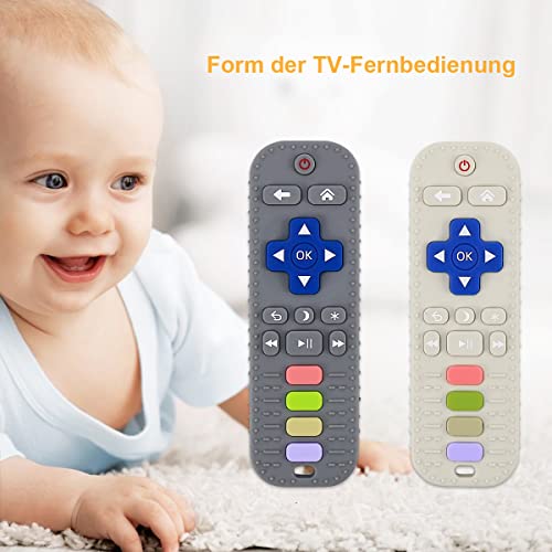 2 Stück Baby Beißring Silikon Kauspielzeug Zähne Spielzeug, Fernbedienung Weich Beißspielzeug Baby Teether für 3-18 Monaten, Beruhigt Babys Wundes Zahnfleisch – Bild 3