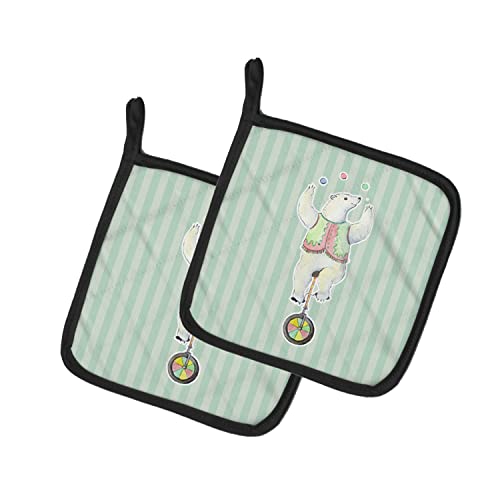 Par de agarraderas Caroline de oso de circo, protector térmico de cocina multicolor de 7,5x7,5 cm 2