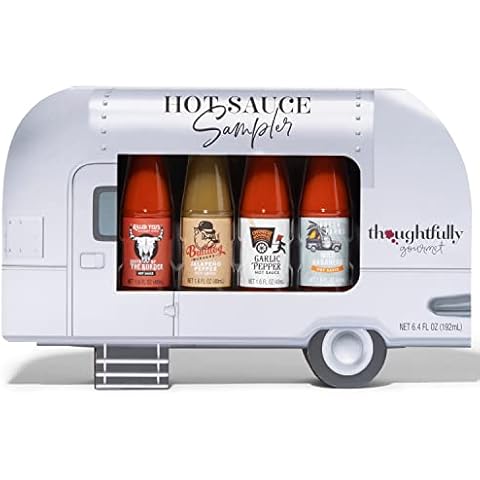 Thoughtfully Gourmet, Air Stream Foodie Finds Hot Sauce Sampler Gift Set, Set of 4 Flavourful Chilli Hot Sauces Cover