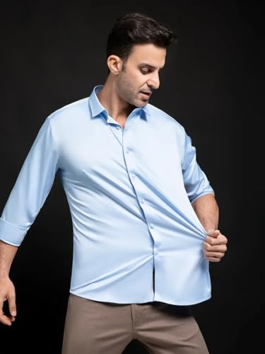 Image of IndoPrimo Men's Stylish Solid Satin Casual Shirt for Men Full Sleeve