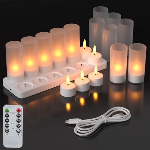 Cache-bougies LED en plastique givré : photophore tubulaire opaque x12
