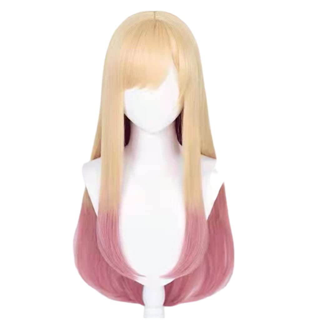 DUNHAO COSMy Dress-up Darling Marin Kitagawa Cosplay Wig Yellow Pink Long Straight Hair