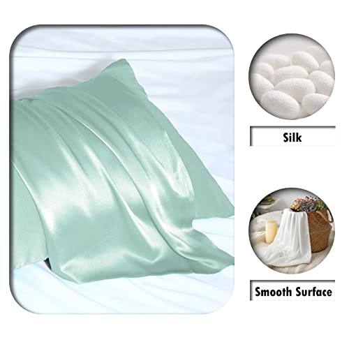 Silk Pillowcase for Hair and Skin,Soft,Breathable and Sliky Standard Size Pillow Cases Set of 2,Both Sides Natural Mulberry Silk Pillowcases with Hidden Zipper(Standard Size 20"X 26",2pcs)