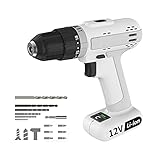12V Cordless Drill,18+3 Clutch Setting Power Drill Set, 2 Variable Speed,3/8'' Keyless Chuck,220 In-lbs Torque Lightweight Cordless Drill Set, Home Tool Kit with Built-in Led Light for Women