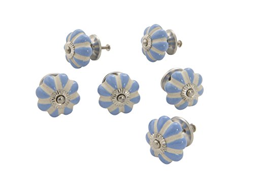 Preisvergleich Produktbild Dritz Home 47053A Keramik-Knauf, gewellt, 6-teilig, Blau