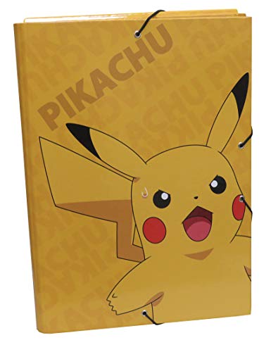 Carpetas Carton Pokémon, Carpeta de Solapas Infantil, Pikachu, Color Amarillo (CyP Brands)