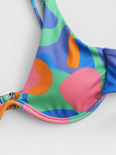 Zaful Underwire Colorblock Tie Side String Bikini Swimwear High Cut Thong Bikini Set #TOP4