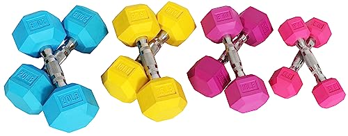 Rubber Encased Hex Dumbbell, Multiple Sizes
