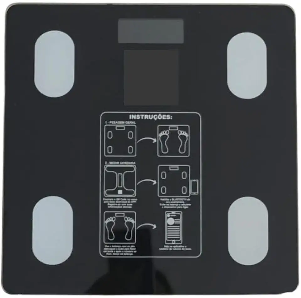 Balança Digital de Bioimpedância com Bluetooth Monitor de Peso Gordura e Massa Muscular com Aplicativo (Preto)