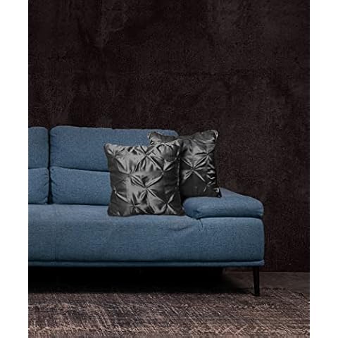 Bedify Bedding Set of 2 Pintuck Design Throw Pillow Cover (16x16 Inch) Silky Soft Shiny Fabric, Romantic Decorative Satin Cushion Cover, Pinch Pleated Cushion Cover for Bed Sofa Couch !! (Dark Grey) Cover