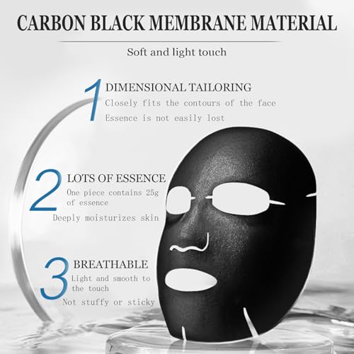 Veroa 6Pcs Activated Carbon Men Sheet Mask,Extracted Mineral Activated Carbon,Seaweed Essence,Sodium Hyaluronate,Deep Cleaning Pores,Moisturizing and Delicate Skin Anti Aging Face Mask,Vegan - Image 5
