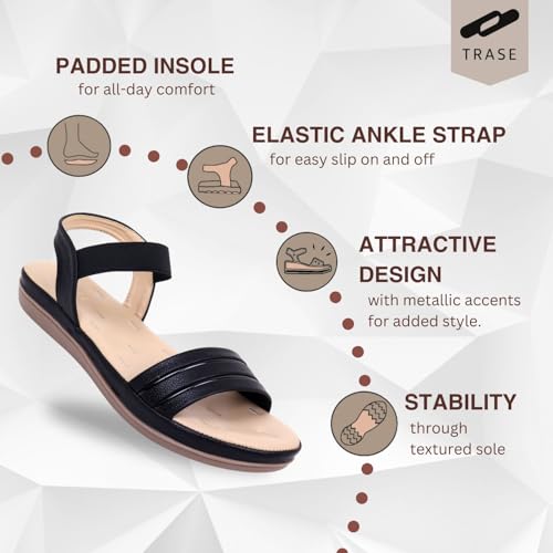 Image of TRASE Ankle Strap Flat Sandals For Woman | Stylish And Comfortable Casual Sandal | Women's Footwear | Flats For Women Daily Use | Soft Sandals For Women