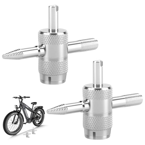 OLLBIT 2PCS 4-Way Valve Core Tool Tire Valve Stem Tool 4-in-1 Universal Valve Wrench Multifunctional 4 Way Valve Stem Installer Tire Repair Tool for Car Bicycle Bike Motorcycle