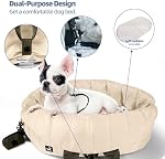 Sytopia Dog Carrier for Medium Dogs, Travel Purse for Dogs Up to 15 Lbs with Poop Bag Holder, Dog Collar Clip, Double-Sided Pad, Adjustable Leash, Waterproof Washable Bag, Cream Beige
