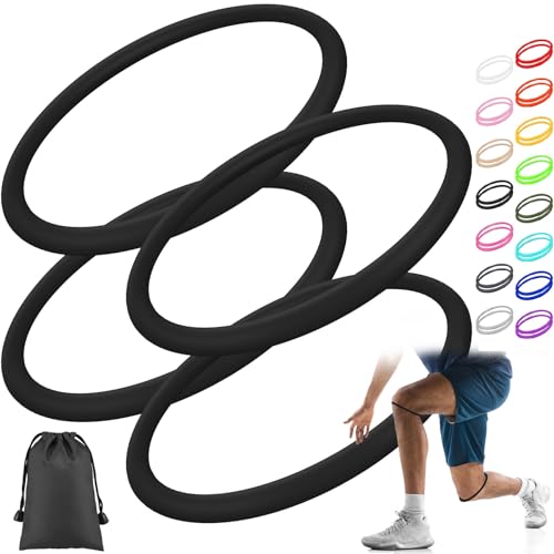 Image of Foilswirl Silicone Patella Knee Band for Basketball Patella Tendon Support Knee Pain Running Tendon Brace Support Strap(4,Black,M)