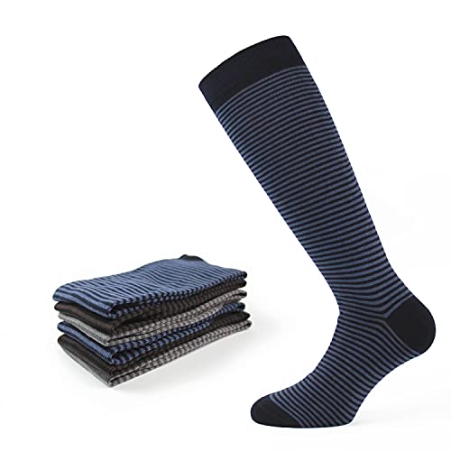 Chaussettes longues à rayures homme lot de 6 sous-vêtements coton doux motif ligné