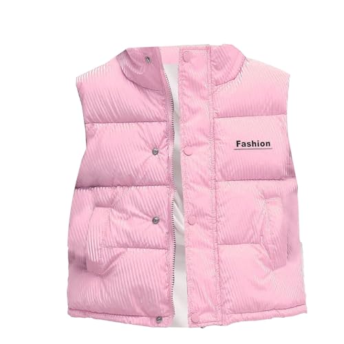 Boys Girls Puffer Vest Down Jacket Lightweight Waistcoat Kids Sleeveless Zip Up Winter Coat Gilet (Pink, 4-5 Years)