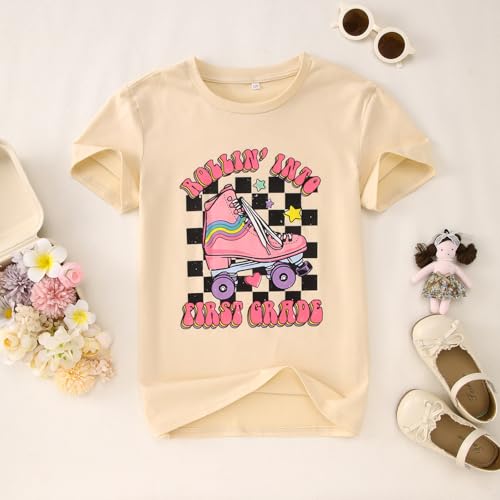 Image of SOFEON First Day of School Shirt for Girls Rollin' Into 1st /2nd /3rd Grade T-Shirt Back to School Skating Graphic Tees Tops