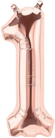 1 Rose Gold 16" Number - Packaged. Foil Balloons