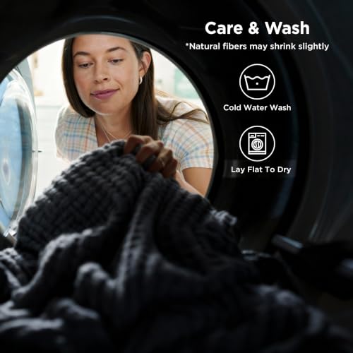 Image of Bedsure Cooling Cotton Waffle Queen Size Blanket - Lightweight Breathable Blanket of Rayon Derived from Bamboo for Hot Sleepers, Luxury Throws for Bed, Couch and Sofa, Dark Grey, 90x90 Inches